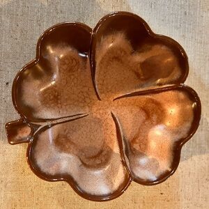 Vintage Frankoma Plainsman Brown Satin Four Leaf Clover dish